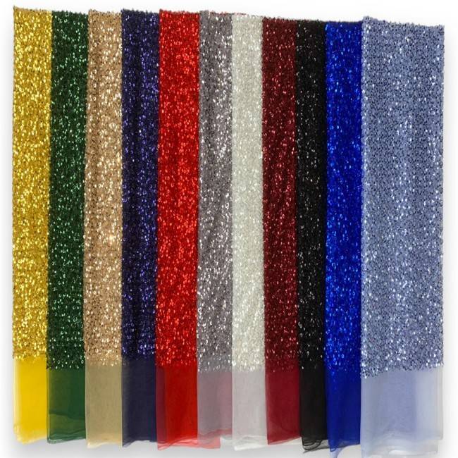 5 Yards Multi-Color Colorful Rainbow Sequined Beaded Embroidered 3D Floral Lace Material Fabric JLT074