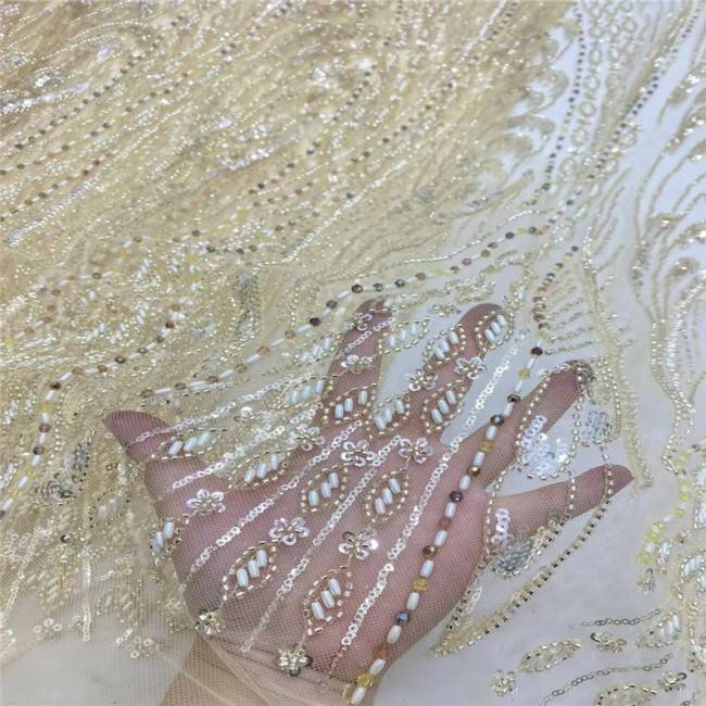 5 Yards Multi-Color Colorful Rainbow Sequined Beaded Embroidered 3D Floral Lace Material Fabric JLT076