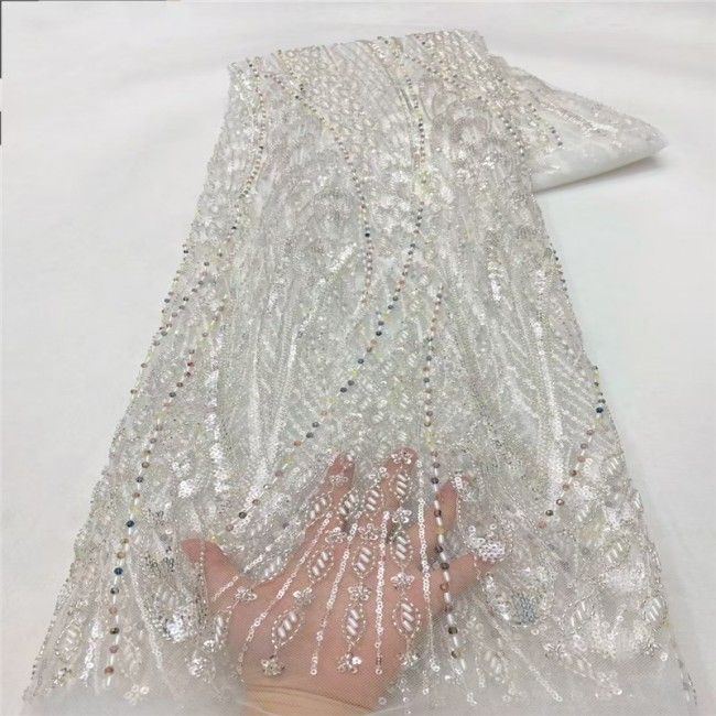 5 Yards Multi-Color Colorful Rainbow Sequined Beaded Embroidered 3D Floral Lace Material Fabric JLT076