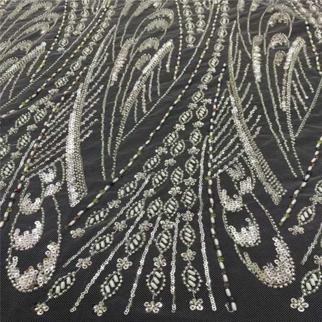 5 Yards Multi-Color Colorful Rainbow Sequined Beaded Embroidered 3D Floral Lace Material Fabric JLT076