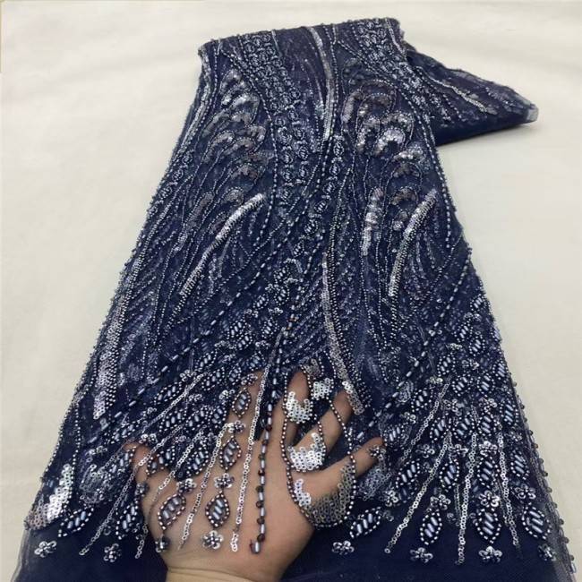 5 Yards Multi-Color Colorful Rainbow Sequined Beaded Embroidered 3D Floral Lace Material Fabric JLT076