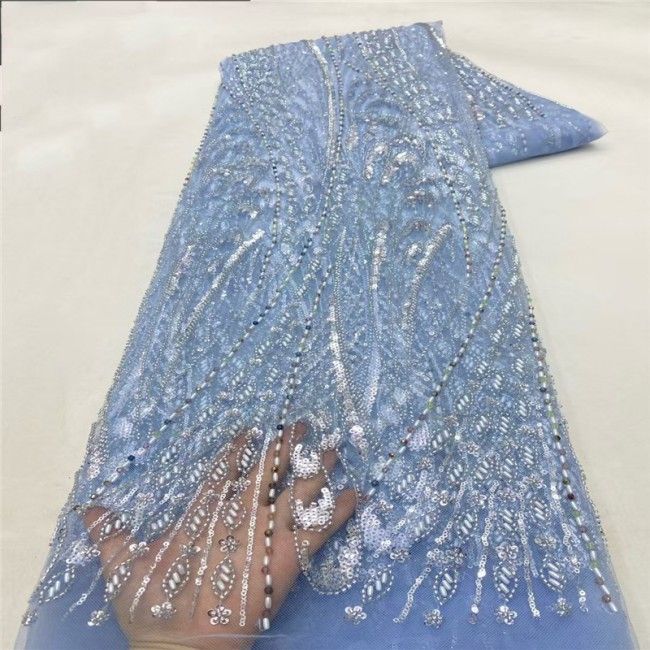 5 Yards Multi-Color Colorful Rainbow Sequined Beaded Embroidered 3D Floral Lace Material Fabric JLT076