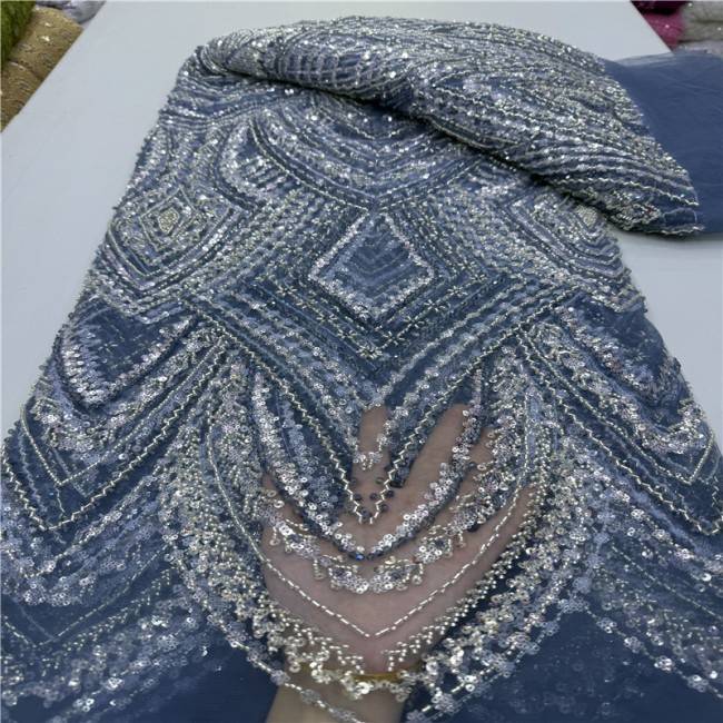 5 Yards Multi-Color Colorful Rainbow Sequined Beaded Embroidered 3D Floral Lace Material Fabric JLT077