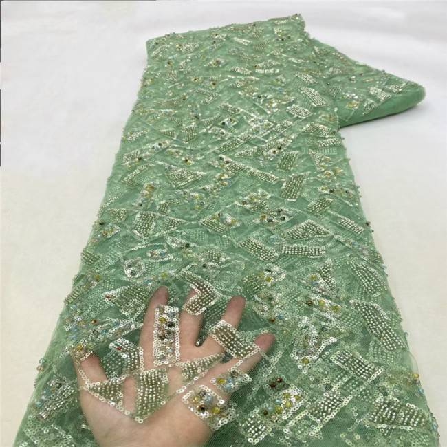 5 Yards Multi-Color Colorful Rainbow Sequined Beaded Embroidered 3D Floral Lace Material Fabric JLT083