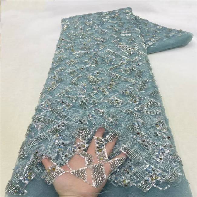 5 Yards Multi-Color Colorful Rainbow Sequined Beaded Embroidered 3D Floral Lace Material Fabric JLT083