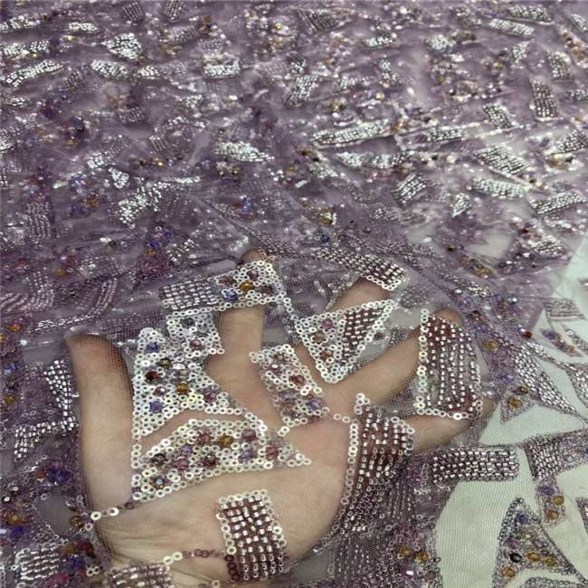 5 Yards Multi-Color Colorful Rainbow Sequined Beaded Embroidered 3D Floral Lace Material Fabric JLT083