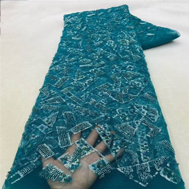 5 Yards Multi-Color Colorful Rainbow Sequined Beaded Embroidered 3D Floral Lace Material Fabric JLT083