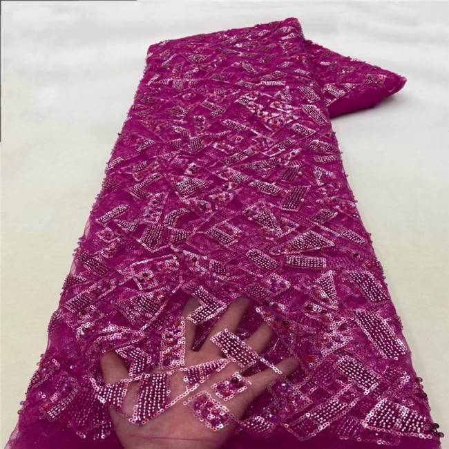 5 Yards Multi-Color Colorful Rainbow Sequined Beaded Embroidered 3D Floral Lace Material Fabric JLT083