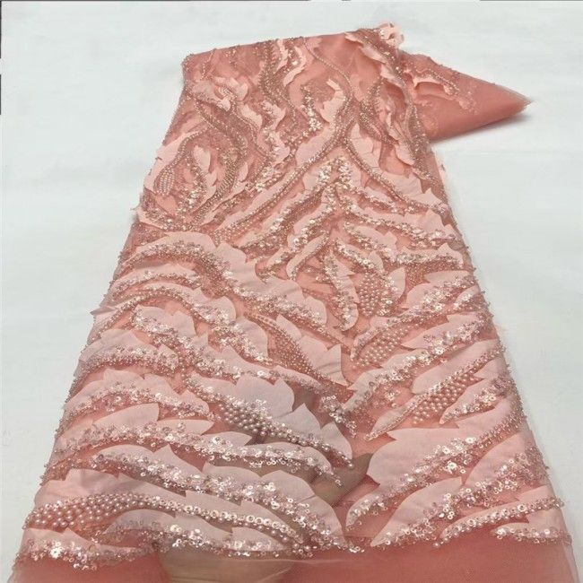 5 Yards Multi-Color Colorful Rainbow Sequined Beaded Embroidered 3D Floral Lace Material Fabric JLT085