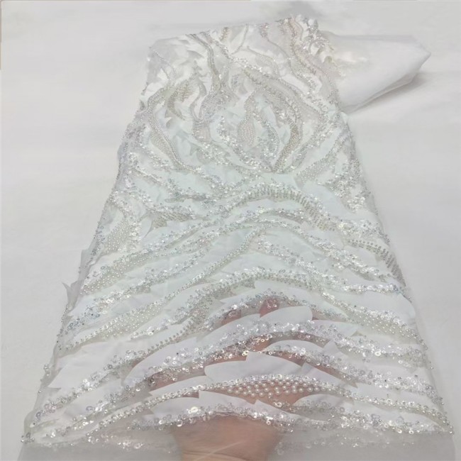 5 Yards Multi-Color Colorful Rainbow Sequined Beaded Embroidered 3D Floral Lace Material Fabric JLT085
