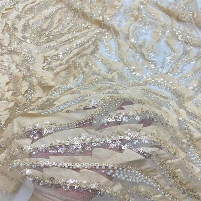 5 Yards Multi-Color Colorful Rainbow Sequined Beaded Embroidered 3D Floral Lace Material Fabric JLT085