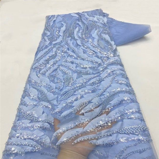 5 Yards Multi-Color Colorful Rainbow Sequined Beaded Embroidered 3D Floral Lace Material Fabric JLT085