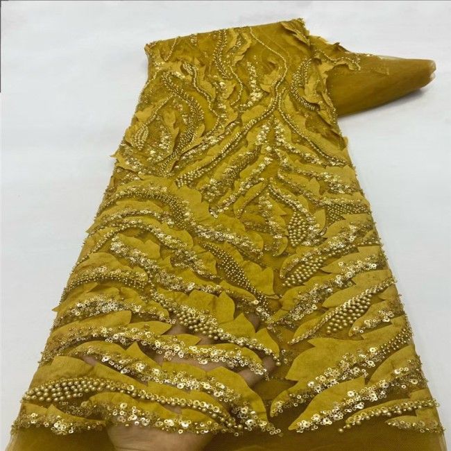 5 Yards Multi-Color Colorful Rainbow Sequined Beaded Embroidered 3D Floral Lace Material Fabric JLT085
