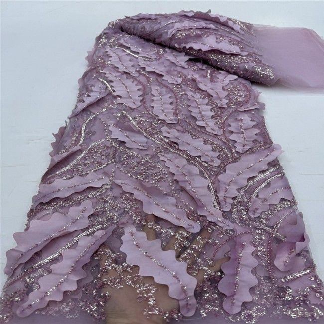 5 Yards Multi-Color Colorful Rainbow Sequined Beaded Embroidered 3D Floral Lace Material Fabric JLT086