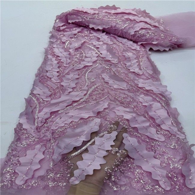 5 Yards Multi-Color Colorful Rainbow Sequined Beaded Embroidered 3D Floral Lace Material Fabric JLT086