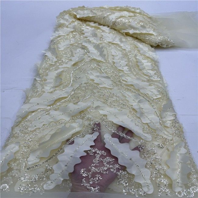 5 Yards Multi-Color Colorful Rainbow Sequined Beaded Embroidered 3D Floral Lace Material Fabric JLT086