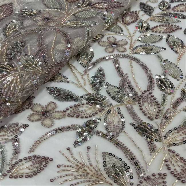 5 Yards Multi-Color Colorful Rainbow Sequined Beaded Embroidered 3D Floral Lace Material Fabric JLT092