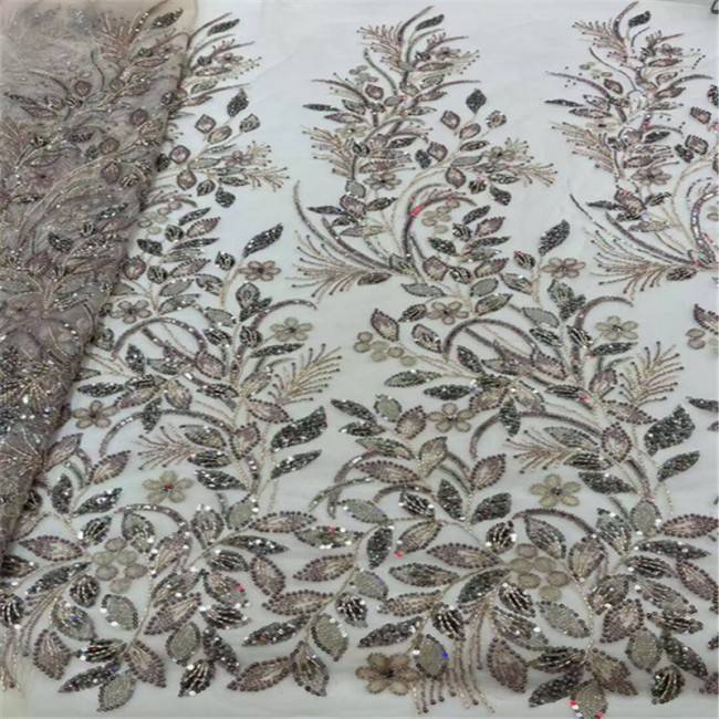 5 Yards Multi-Color Colorful Rainbow Sequined Beaded Embroidered 3D Floral Lace Material Fabric JLT092