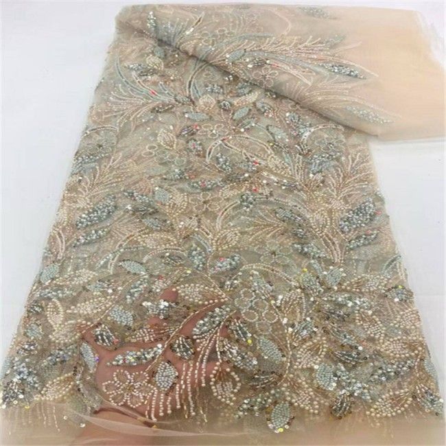 5 Yards Multi-Color Colorful Rainbow Sequined Beaded Embroidered 3D Floral Lace Material Fabric JLT092