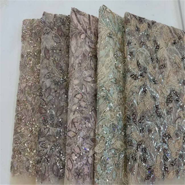 5 Yards Multi-Color Colorful Rainbow Sequined Beaded Embroidered 3D Floral Lace Material Fabric JLT092