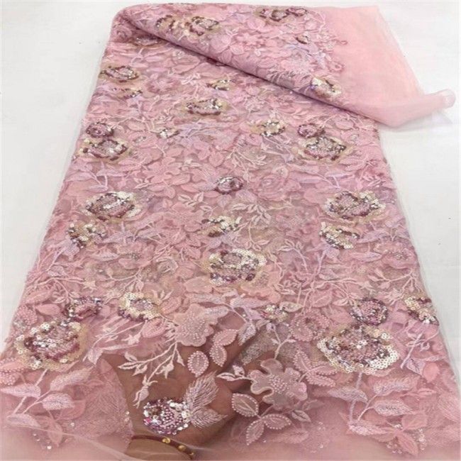 5 Yards Multi-Color Colorful Rainbow Sequined Beaded Embroidered 3D Floral Lace Material Fabric JLT093