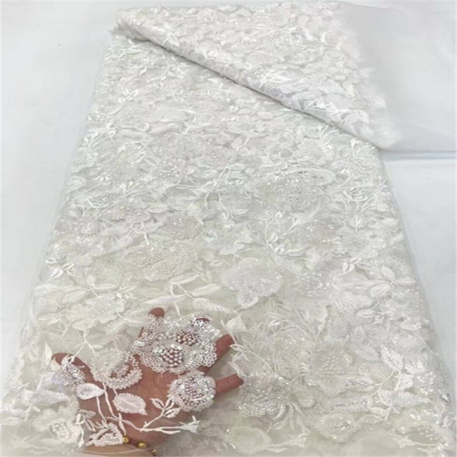5 Yards Multi-Color Colorful Rainbow Sequined Beaded Embroidered 3D Floral Lace Material Fabric JLT093