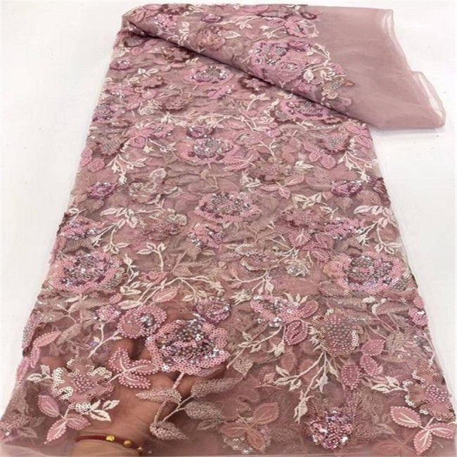 5 Yards Multi-Color Colorful Rainbow Sequined Beaded Embroidered 3D Floral Lace Material Fabric JLT093