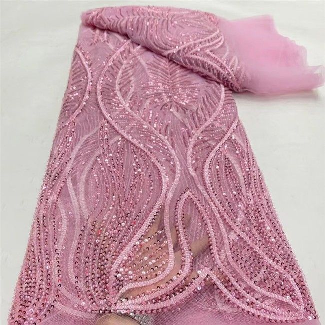 5 Yards Multi-Color Colorful Rainbow Sequined Beaded Embroidered 3D Floral Lace Material Fabric JLT095