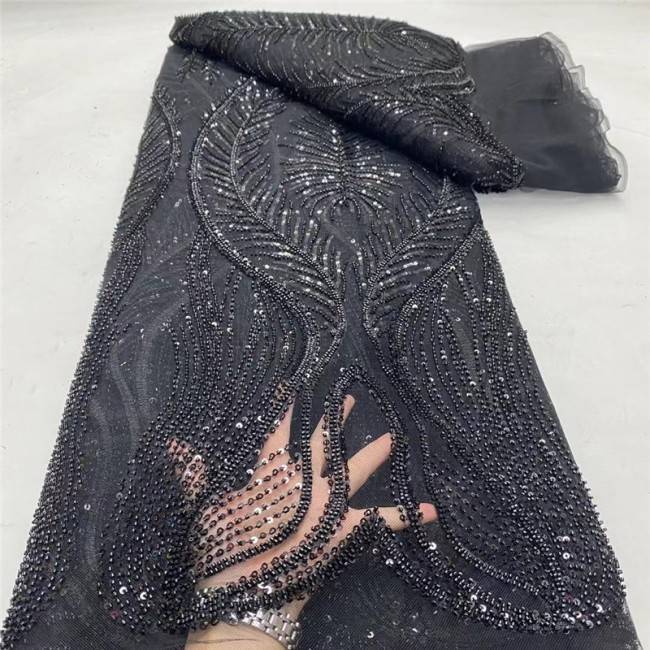 5 Yards Multi-Color Colorful Rainbow Sequined Beaded Embroidered 3D Floral Lace Material Fabric JLT095