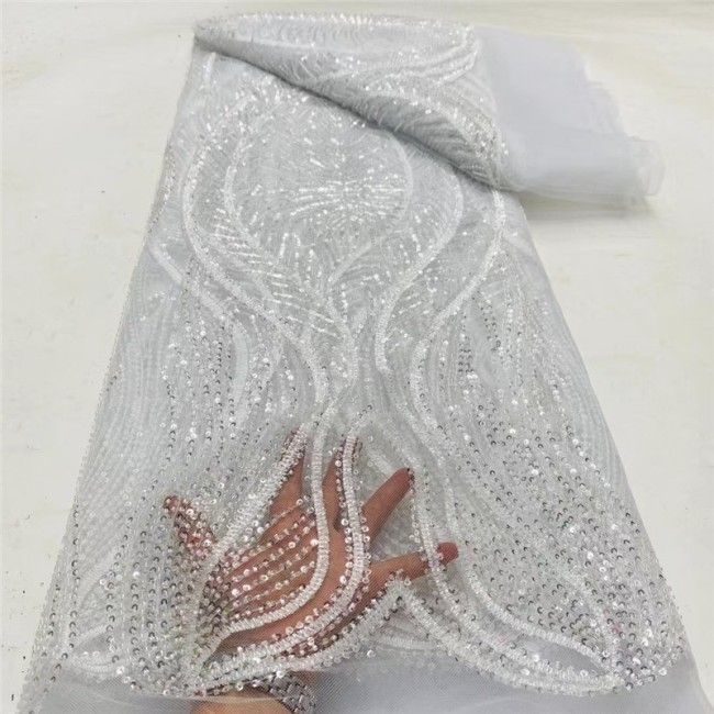 5 Yards Multi-Color Colorful Rainbow Sequined Beaded Embroidered 3D Floral Lace Material Fabric JLT095