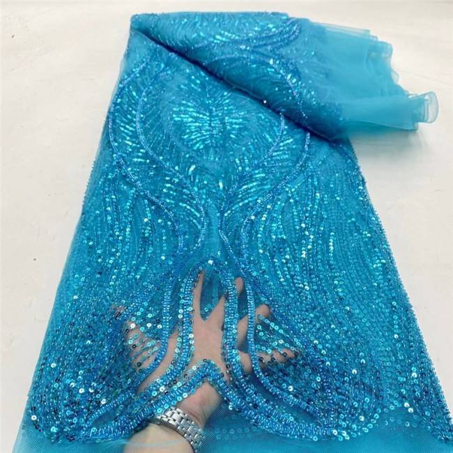 5 Yards Multi-Color Colorful Rainbow Sequined Beaded Embroidered 3D Floral Lace Material Fabric JLT095