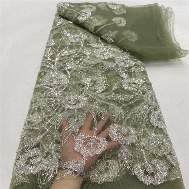 5 Yards Multi-Color Colorful Rainbow Sequined Beaded Embroidered 3D Floral Lace Material Fabric JLT097