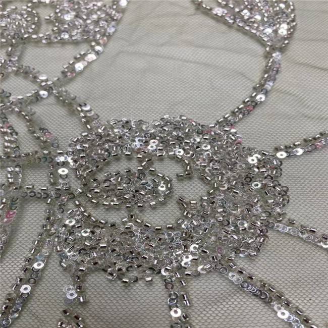 5 Yards Multi-Color Colorful Rainbow Sequined Beaded Embroidered 3D Floral Lace Material Fabric JLT097