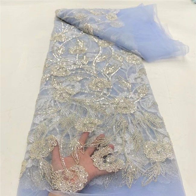 5 Yards Multi-Color Colorful Rainbow Sequined Beaded Embroidered 3D Floral Lace Material Fabric JLT097