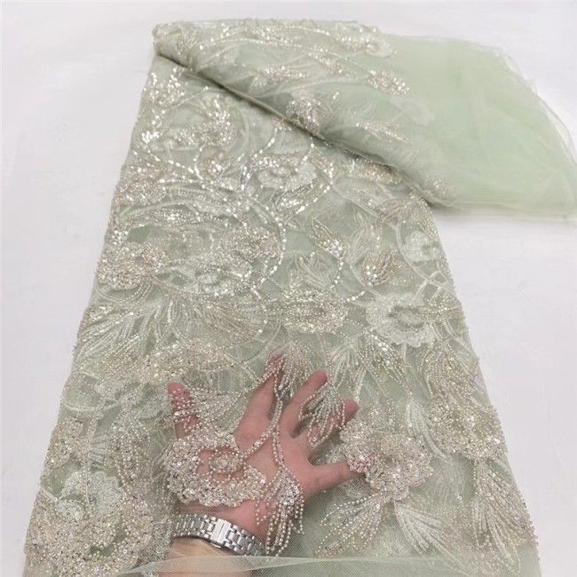 5 Yards Multi-Color Colorful Rainbow Sequined Beaded Embroidered 3D Floral Lace Material Fabric JLT097