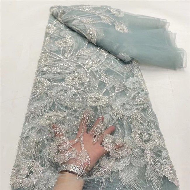 5 Yards Multi-Color Colorful Rainbow Sequined Beaded Embroidered 3D Floral Lace Material Fabric JLT097