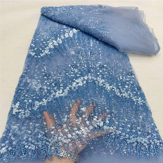 5 Yards Multi-Color Colorful Rainbow Sequined Beaded Embroidered 3D Floral Lace Material Fabric JLT100