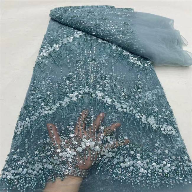 5 Yards Multi-Color Colorful Rainbow Sequined Beaded Embroidered 3D Floral Lace Material Fabric JLT100