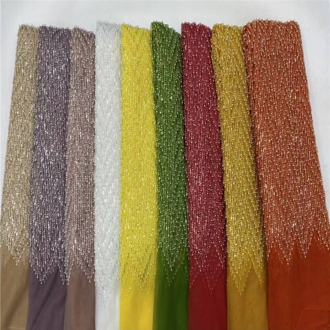 5 Yards Multi-Color Colorful Rainbow Sequined Beaded Embroidered 3D Floral Lace Material Fabric JLT101