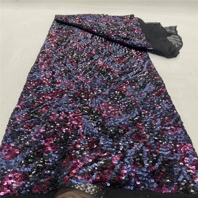 5 Yards Multi-Color Colorful Rainbow Sequined Beaded Embroidered 3D Floral Lace Material Fabric JLT102