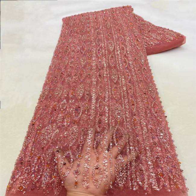 5 Yards Multi-Color Colorful Rainbow Sequined Beaded Embroidered 3D Floral Lace Material Fabric JLT103