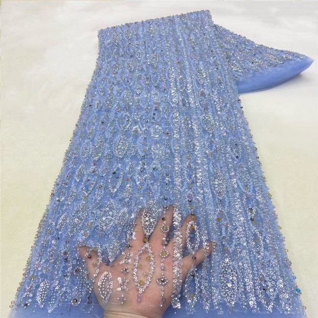 5 Yards Multi-Color Colorful Rainbow Sequined Beaded Embroidered 3D Floral Lace Material Fabric JLT103