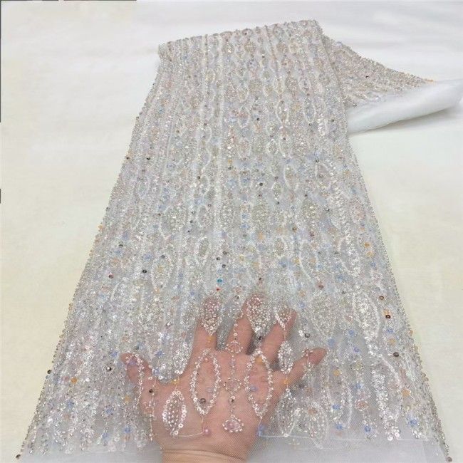 5 Yards Multi-Color Colorful Rainbow Sequined Beaded Embroidered 3D Floral Lace Material Fabric JLT103