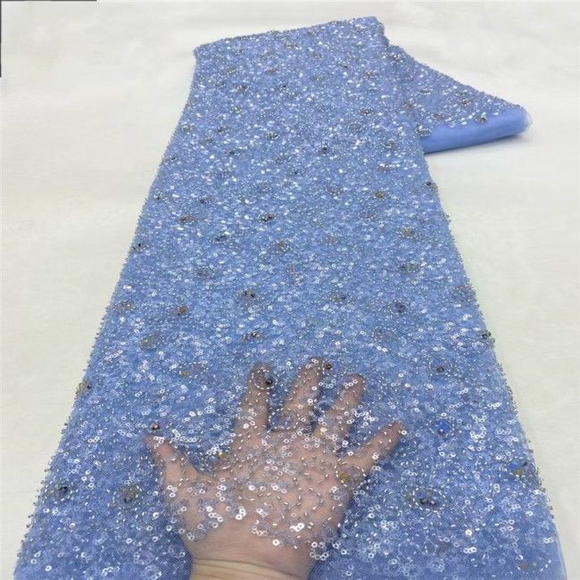 5 Yards Multi-Color Colorful Rainbow Sequined Beaded Embroidered 3D Floral Lace Material Fabric JLT109