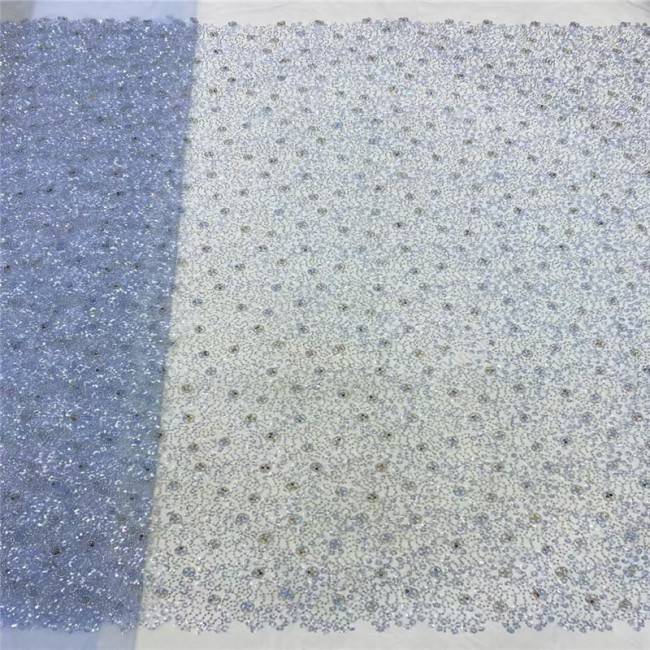 5 Yards Multi-Color Colorful Rainbow Sequined Beaded Embroidered 3D Floral Lace Material Fabric JLT109