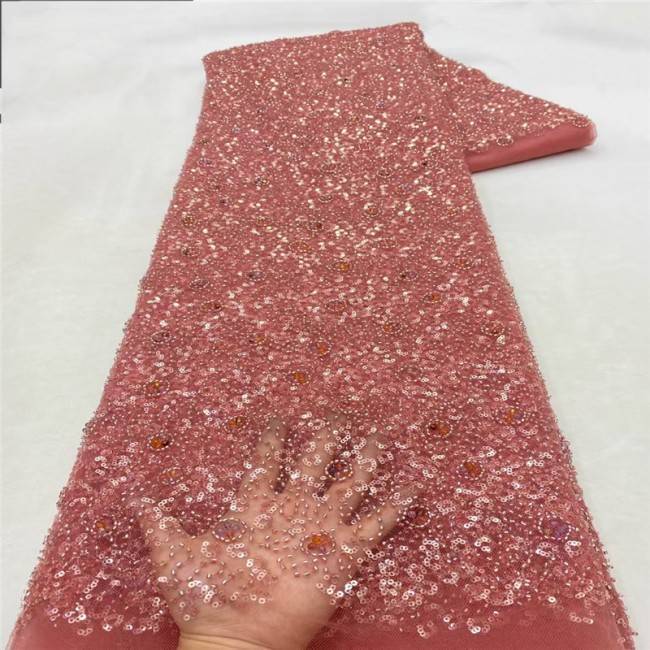 5 Yards Multi-Color Colorful Rainbow Sequined Beaded Embroidered 3D Floral Lace Material Fabric JLT109