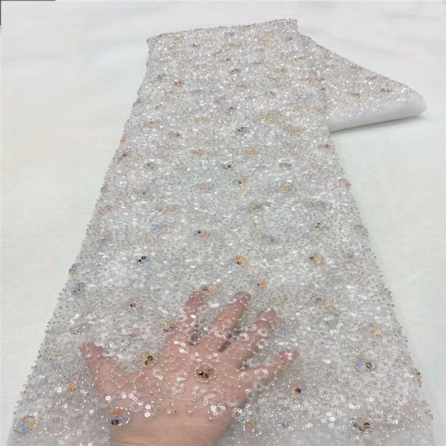 5 Yards Multi-Color Colorful Rainbow Sequined Beaded Embroidered 3D Floral Lace Material Fabric JLT109
