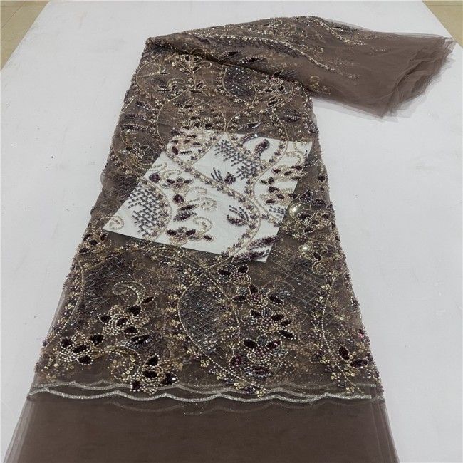 5 Yards Multi-Color Colorful Rainbow Sequined Beaded Embroidered 3D Floral Lace Material Fabric JLT110