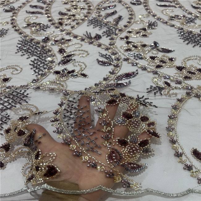 5 Yards Multi-Color Colorful Rainbow Sequined Beaded Embroidered 3D Floral Lace Material Fabric JLT110