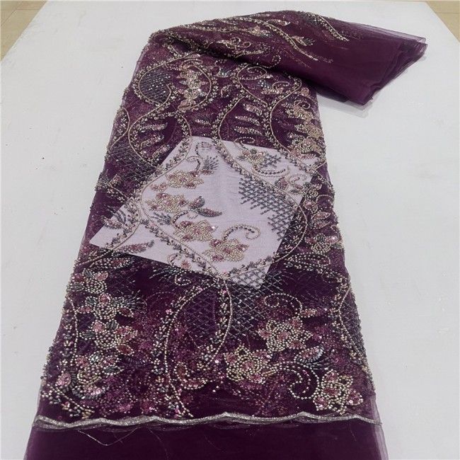 5 Yards Multi-Color Colorful Rainbow Sequined Beaded Embroidered 3D Floral Lace Material Fabric JLT110